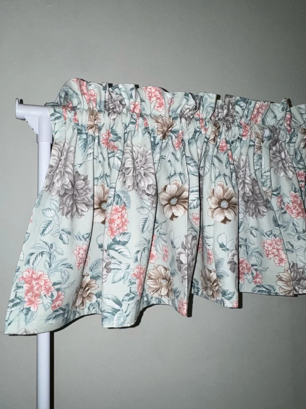 New Set Of 2 Floral Valance Curtain - Light Blue